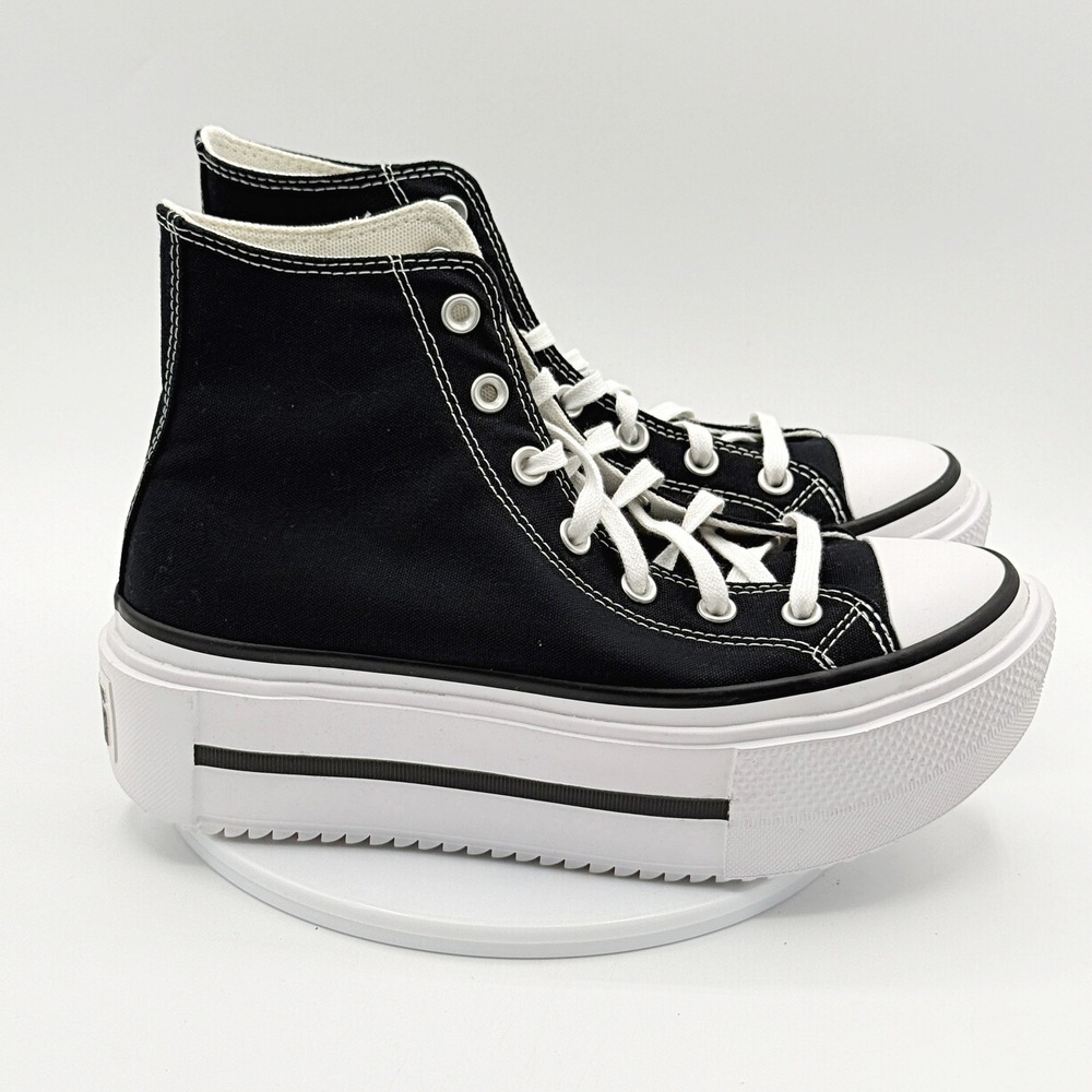 Converse Chuck Taylor All Star Lift Double Stack High Black Womens Size 8.5